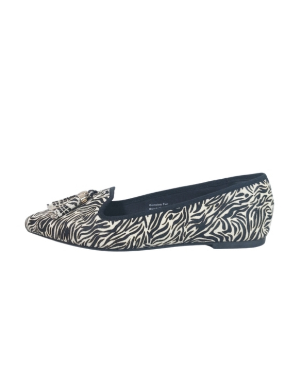 Hush Puppies Flats Women's 7 Black White Zebra Print Tasseled Pointed Toe Shoes